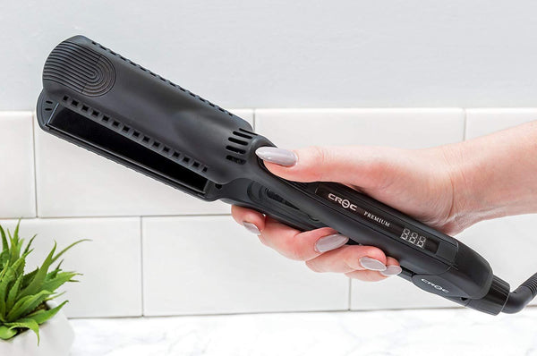 CROC Premium Wet/Dry Plate Titanium Flat Iron, Black, 1.5 Inch