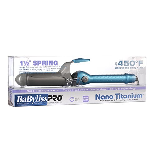 BabylissPro Nano Titanium Spring Curling Iron, 1.5 With A Bonus of 4 BeauWis Butterfly Clamps