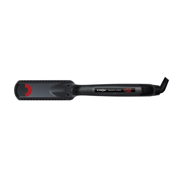 CROC Premium Infrared 1.5 inch Flat Iron Featuring Infrared Technology, Black Titanium Floating Plates, Ceramic Heaters, Ventilation, Digital Settings, and Ergonomic Slipless Comfort Design